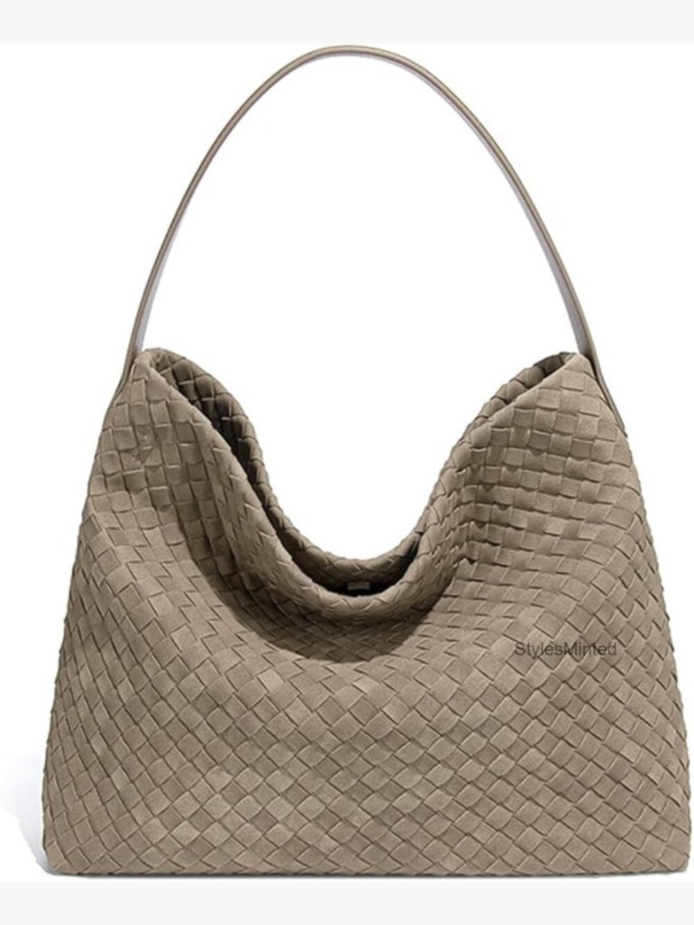 Woven Suede Hobo Bag with Leather Crossbody Strap for Work Travel
